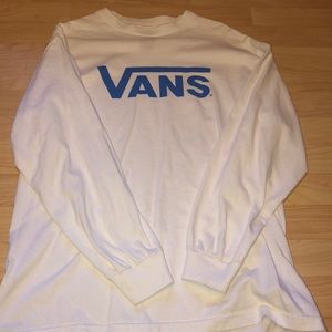 Vans White / Blue Logo Long Sleeve Tee